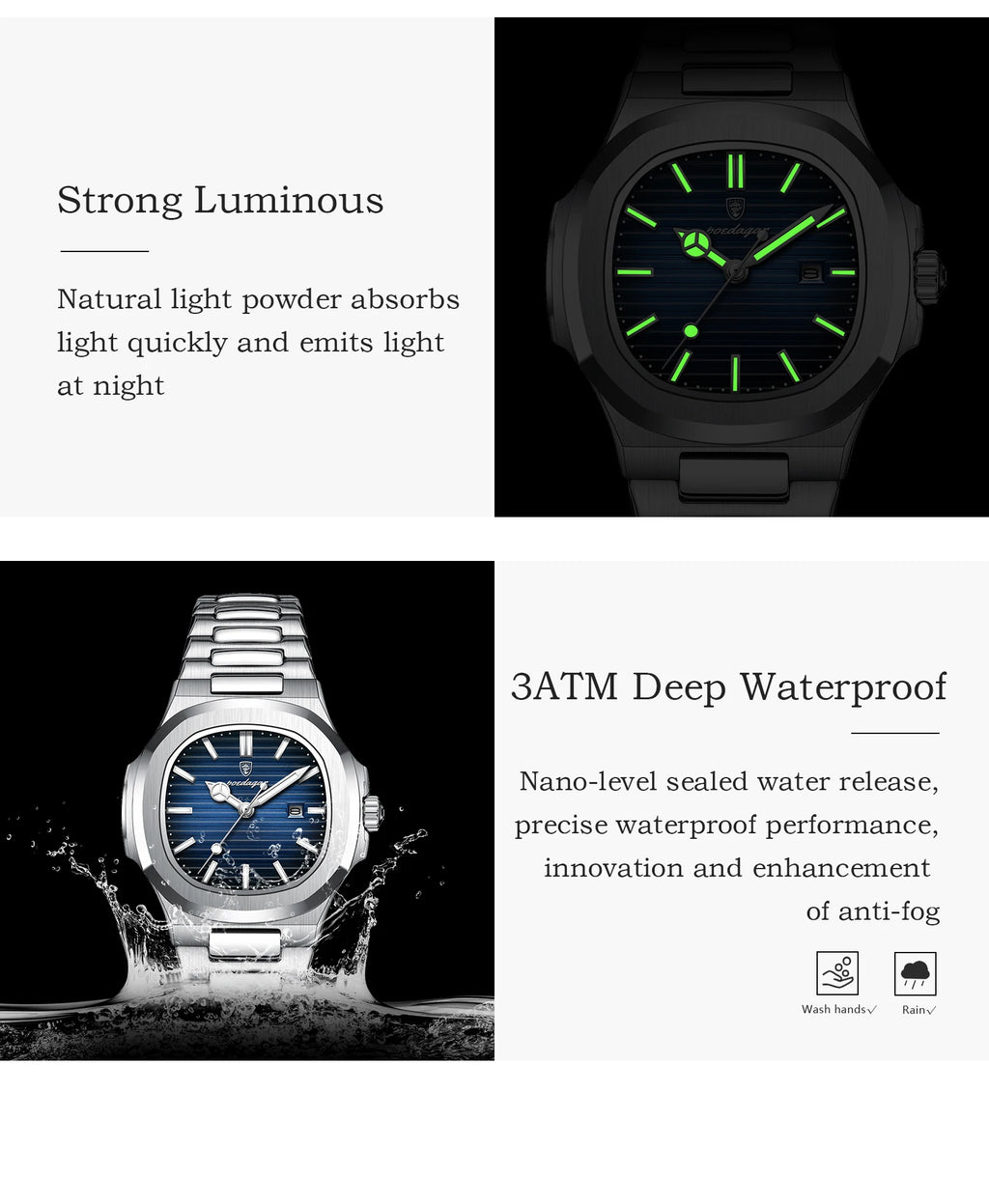 POEDAGAR Luxury Woman’s Quartz Watch Date Waterproof Luminous Ladies Wristwatch Stainless Steel Fashion Watches For Women Reloj