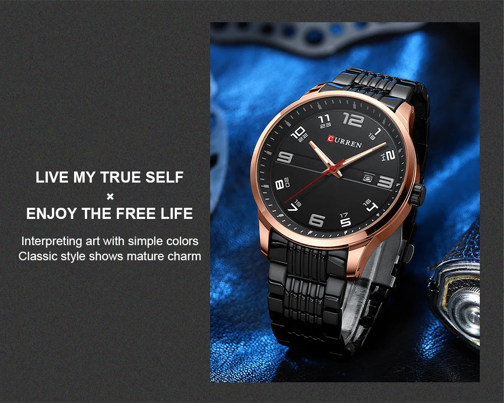 Men Fashion Casual Business Watches Men's Quartz Clock Male stainless steel Strap Wrist Watch Relogio