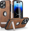 PU Leather Phone Case with Kickstand for iPhone 17 16 15 Pro Max 14 Plus 13 12 11 Mini Soft Grip Luxury Back Cover with Stand