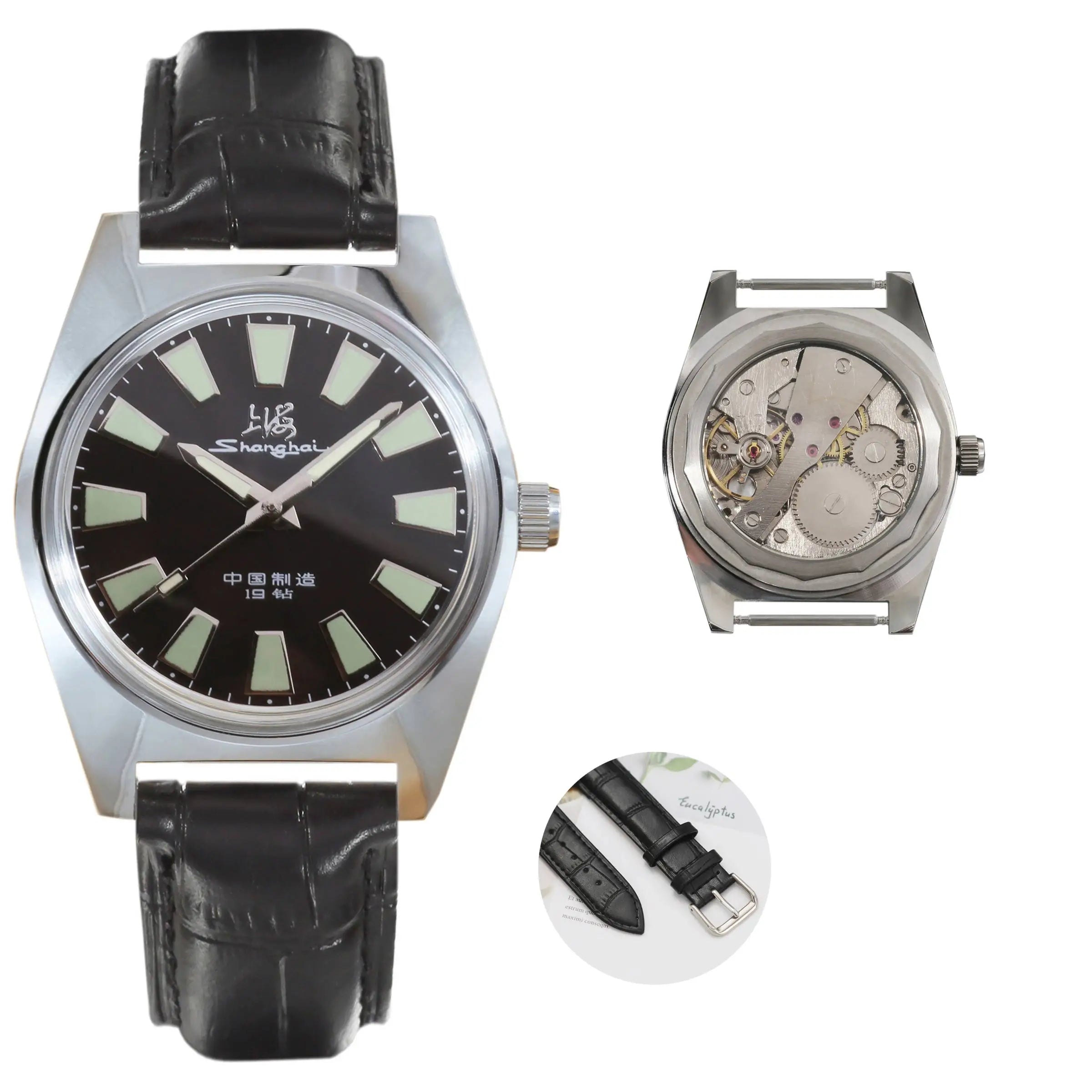 Shanghai 36MM Hand-Wind Mechanical Watch 7120 Waterproof Bauhaus Design Watch for Men wholesale