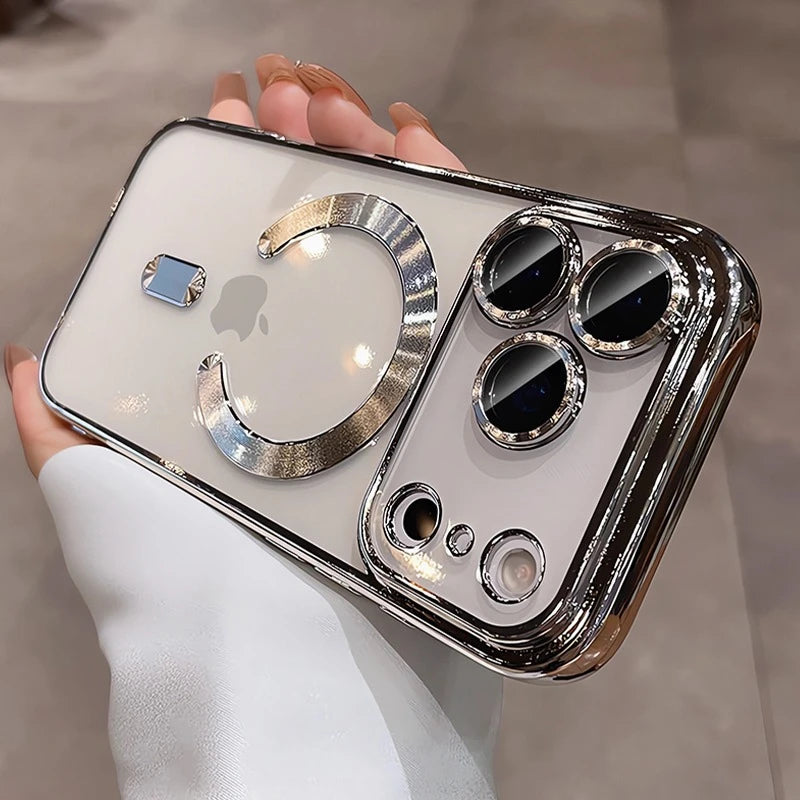 Luxury Magsafe Soft Phone Case For iPhone 11 12 13 14 15 16 17 Pro Max Plus Air Magnetic Transparent TPU Bumper Cases Cover