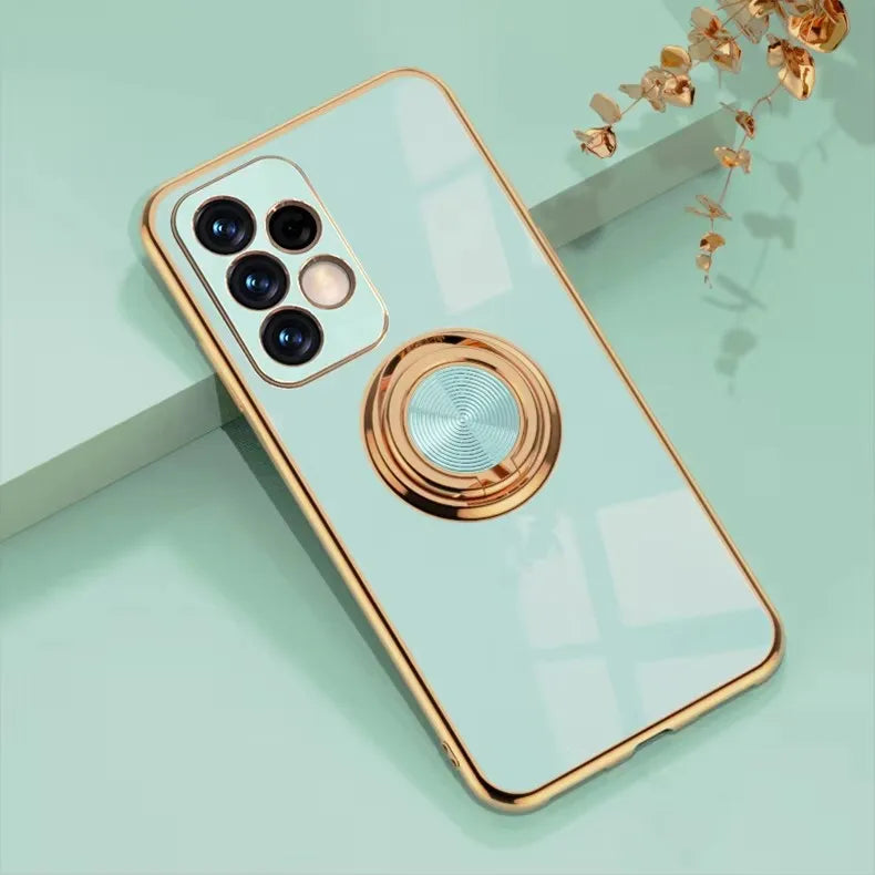 Luxury Plating 360°Rotate Metal Ring Holder Phone Case For Samsung Galaxy S25 Ultra S24 S23 FE S22 S21 S20 S10 Plus Back Cover