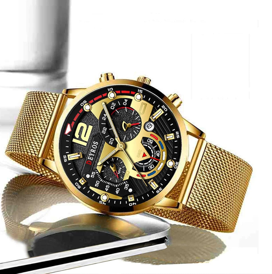Fashion Mens Business Watches Luxury Quartz Wrist Watch Luminous Clock Men Casual Calendar Watch