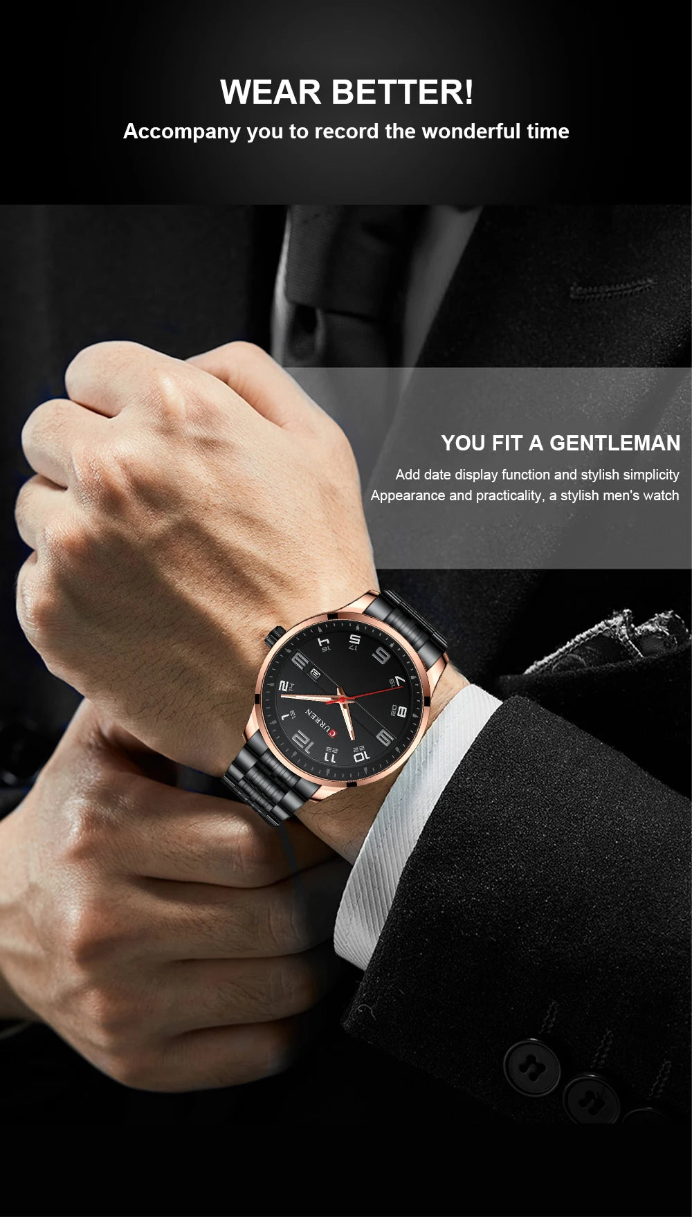 Men Fashion Casual Business Watches Men's Quartz Clock Male stainless steel Strap Wrist Watch Relogio