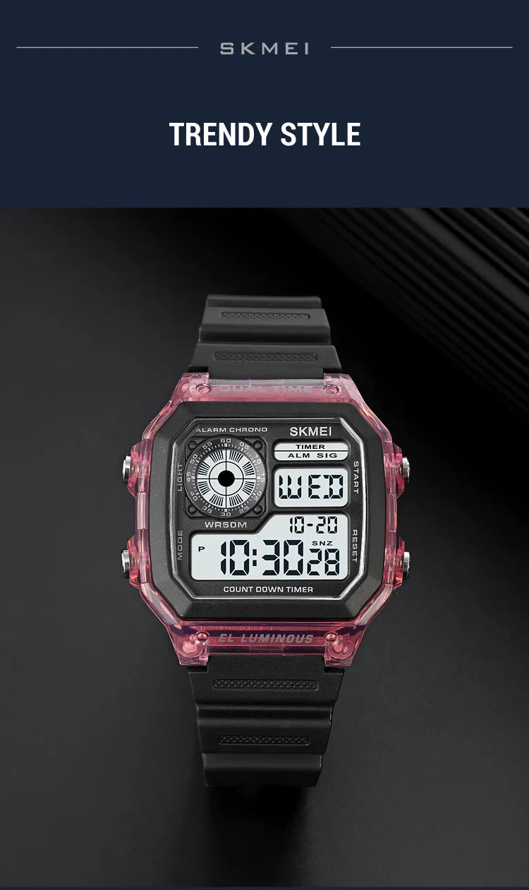 SKMEI 1998 Mens Multifunction 5Bar Waterproof Chrono Wristwatch Clock reloj hombre  Japan Digital Movement Countdown Sport Watch