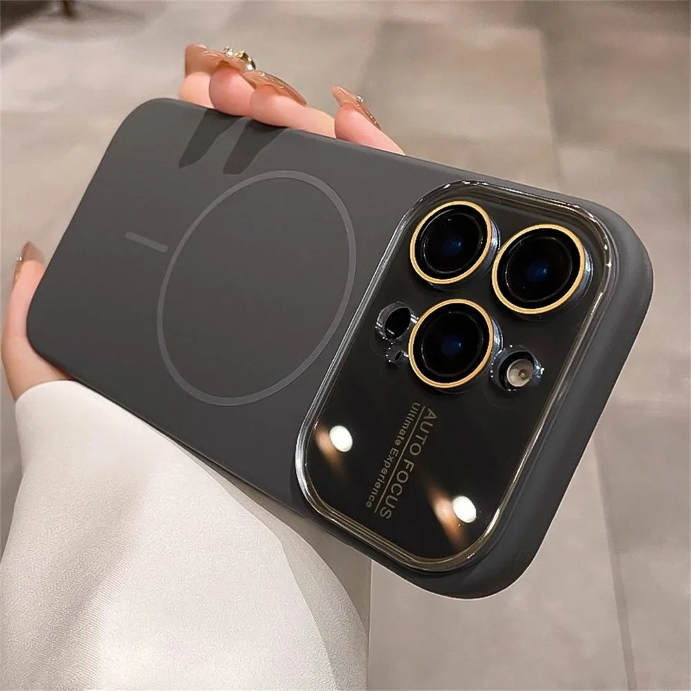 Advanced Liquid Phone Case For iPhone 17 16 14 15 Pro Max Magnetic Charging Glass Lens Protective Cover Silicone Couple Set
