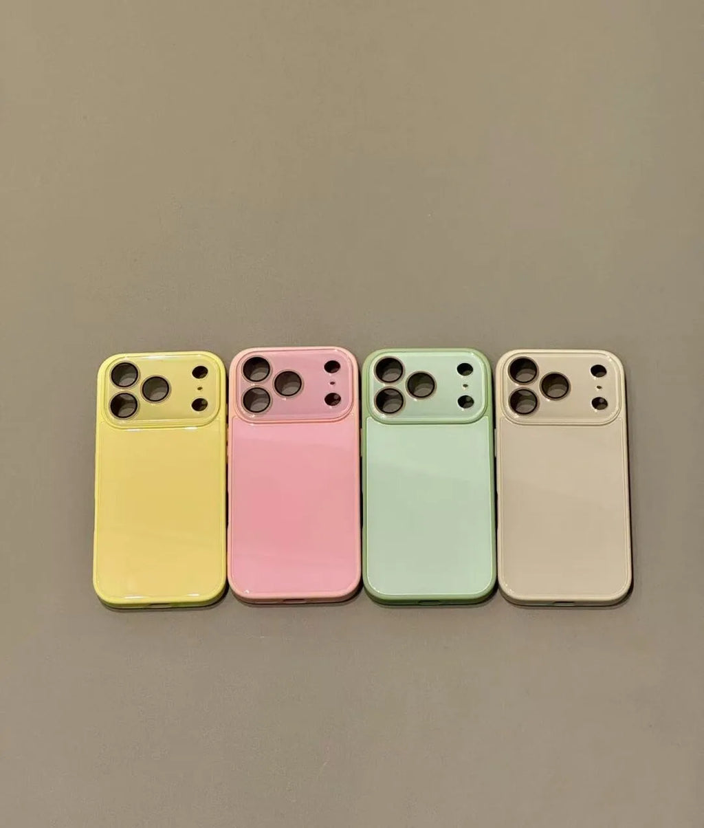 Luxury Candy Color Tempered Glass Camera Protection Case for iPhone 17 16 15 14 13 12 Pro Max Shockproof Bumper Hard Back Cover