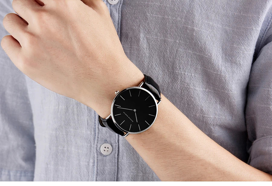 HANNAH MARTIN Brand Japan Quartz Movement Men's Waterproof Wrist Watches Fashion Luxury Ultra Thin Leather Creative Male Watches