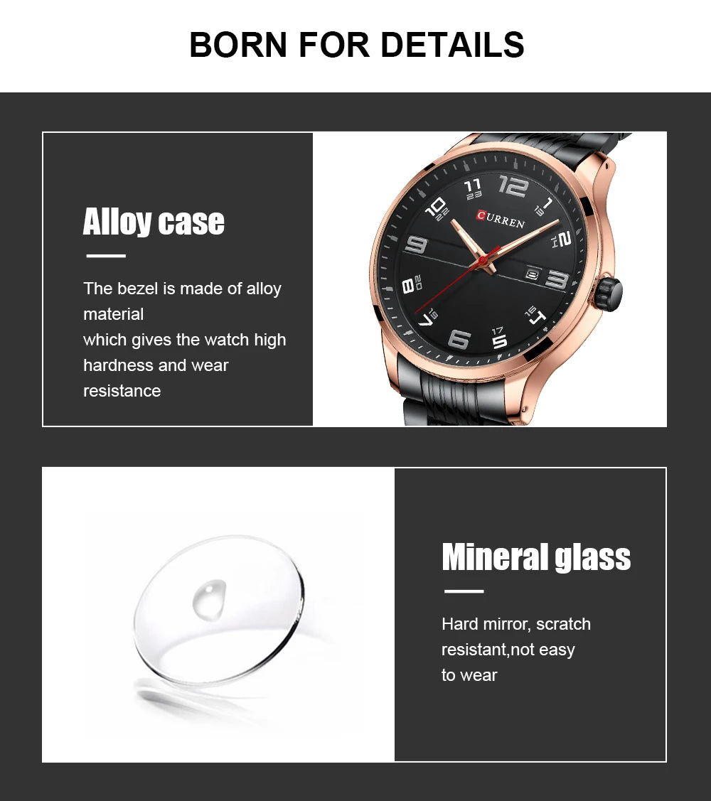 Men Fashion Casual Business Watches Men's Quartz Clock Male stainless steel Strap Wrist Watch Relogio