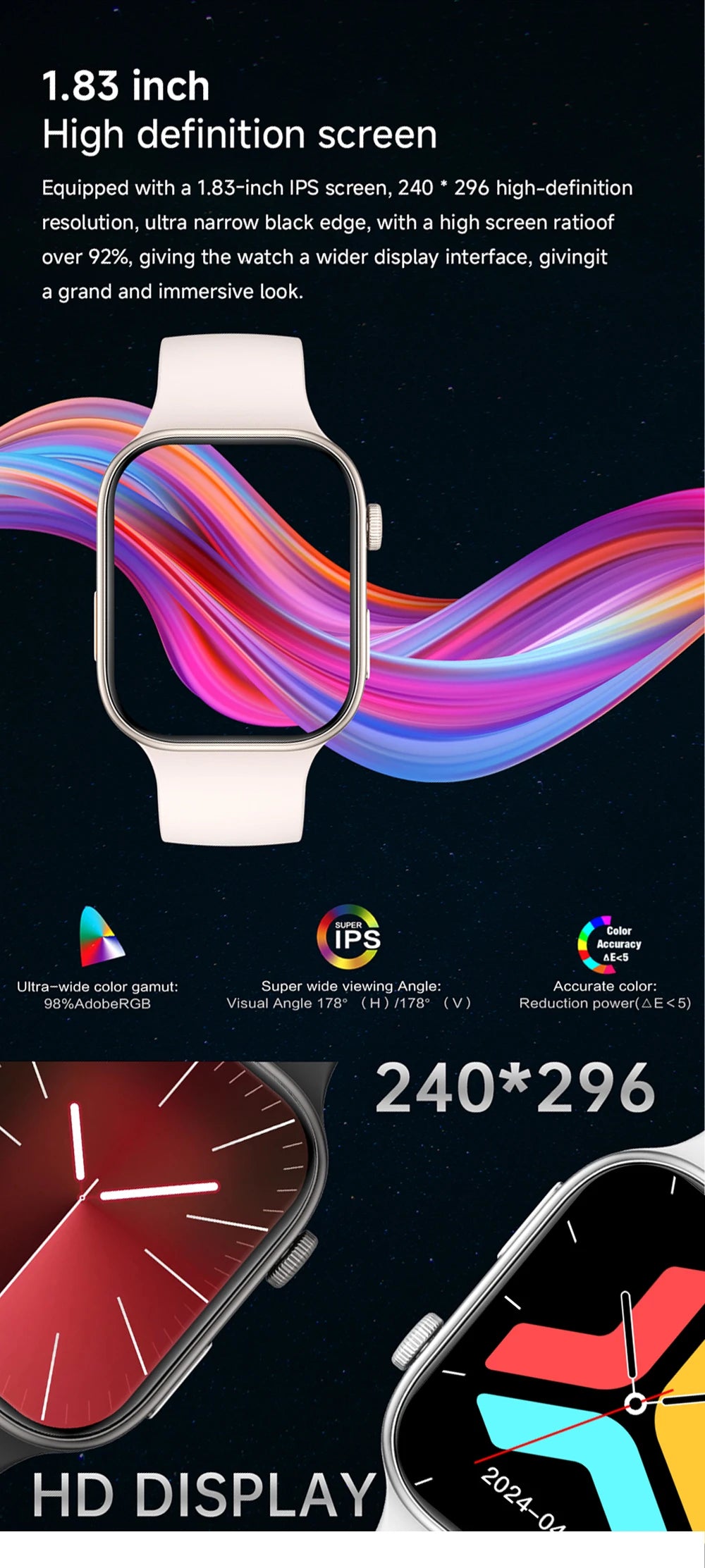 2026 Smart Watch 1.83" HD Screen Bluetooth Call Heart Rate Monitoring 120+ Sports Modes Waterproof for Men Woman Smartwatch Gift