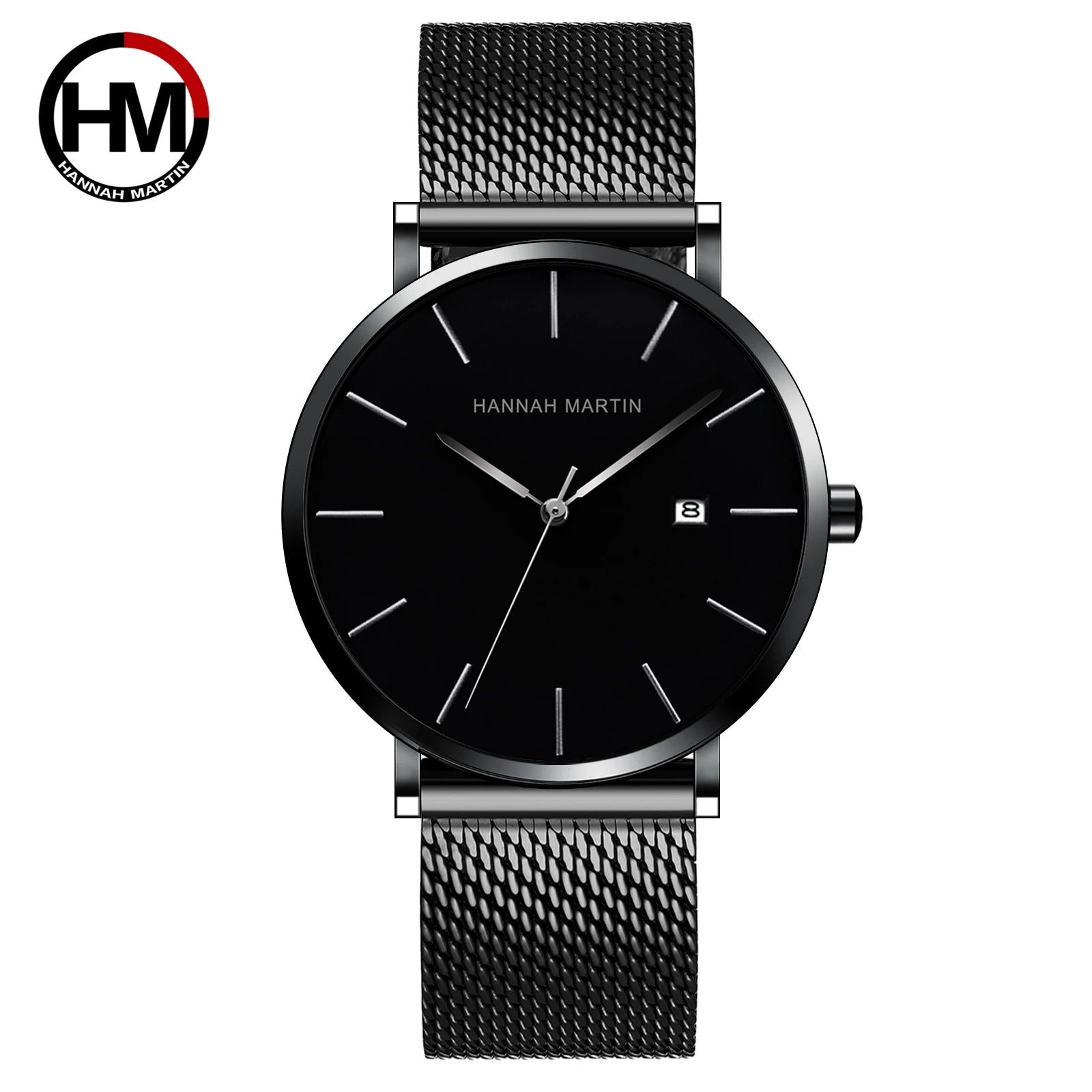 Men Dropshipping Wristwatch Hannah Martin Japan Movement 40mm Blue Minimalist Casual Leather Top Brand 3Bar Luxury Watch for Men