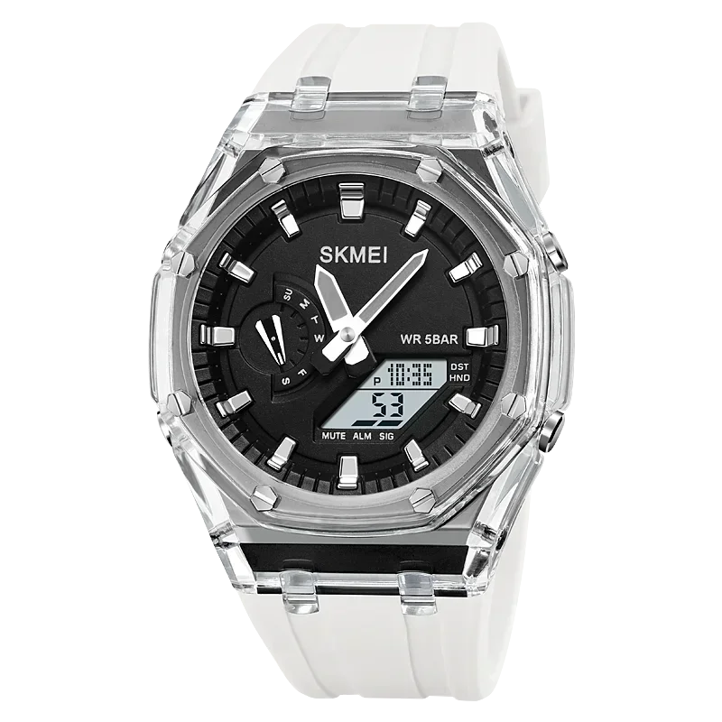 SKMEI 2100 Waterproof Men Watch Countdown Stopwatch Led Light Electronic Movement Wristwatch 5Alarm Clock 2 Time Digital Watches