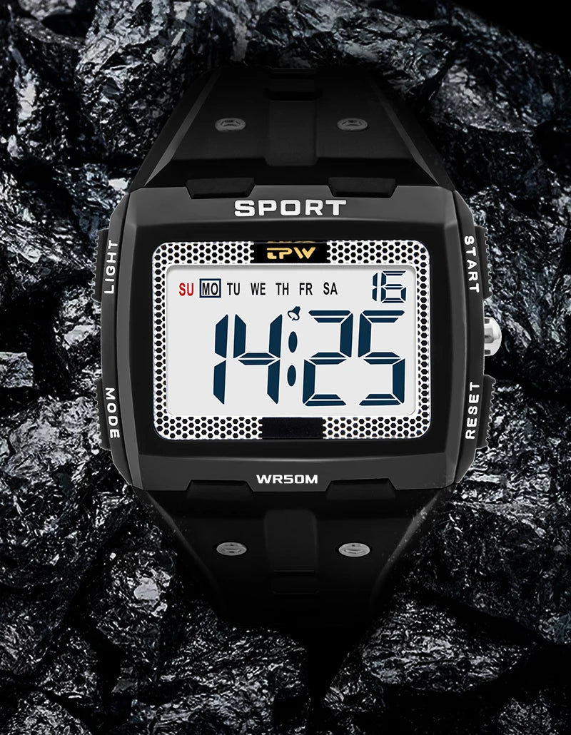 TPW Oversized Digital Watch Big Numbers Easy to Read 5ATM Water Resistant