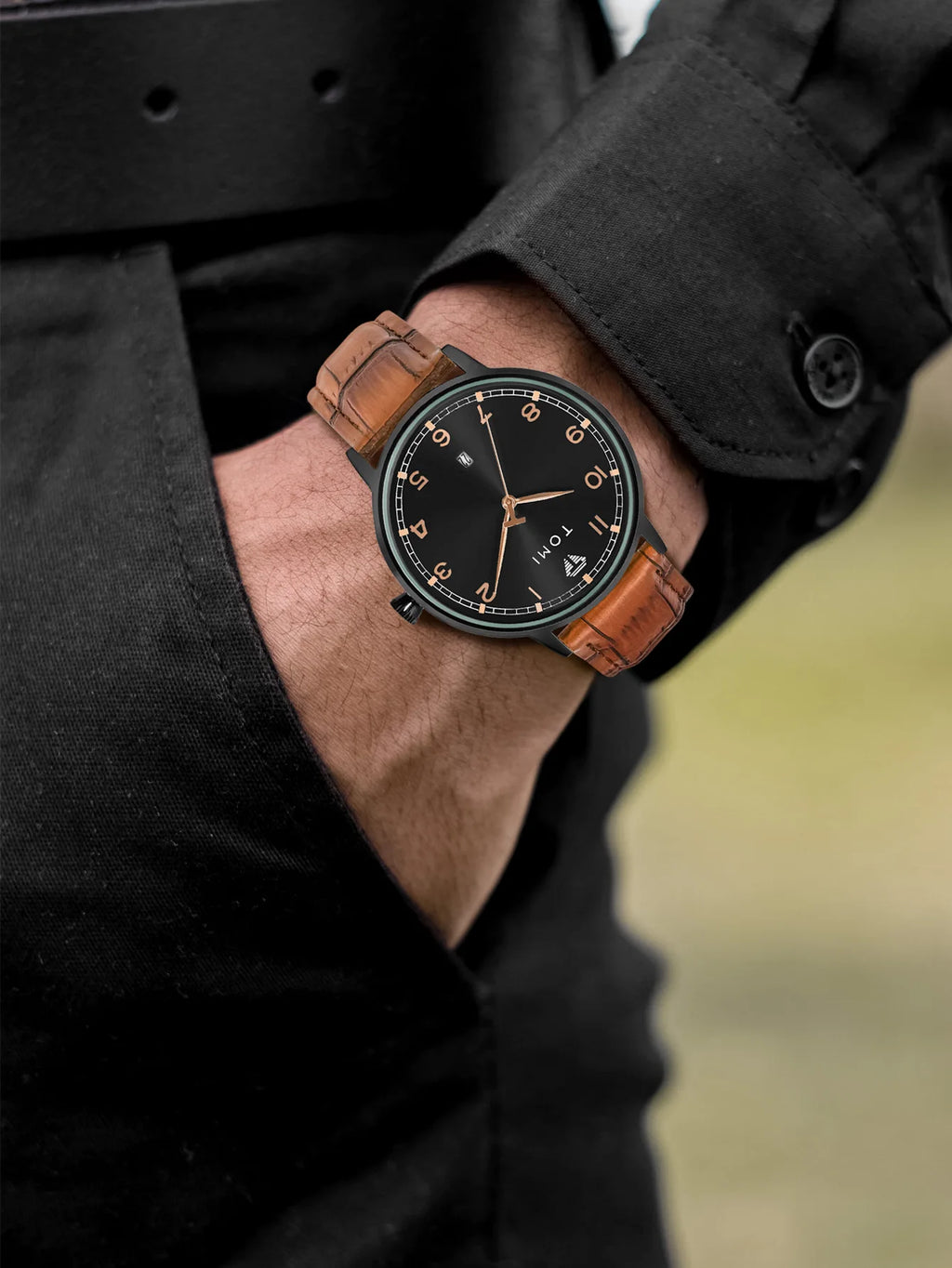 TOMI men's minimalist fashion watch circular dial calendar men's and women's casual quartz watch clock gift