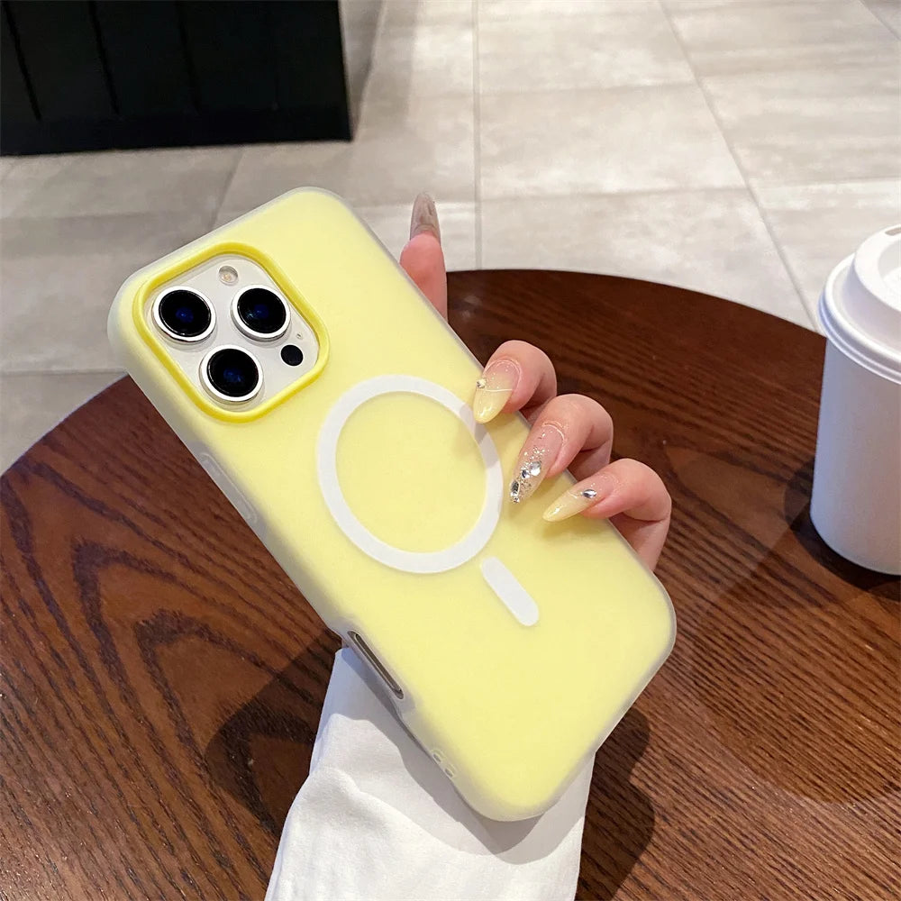 Luxury Candy Color  Magnetic Matte Case For iPhone 17 16 15 14 13 12 11 Pro Max  Air 16 ProMax Magsafe Wireless Charging  Cover