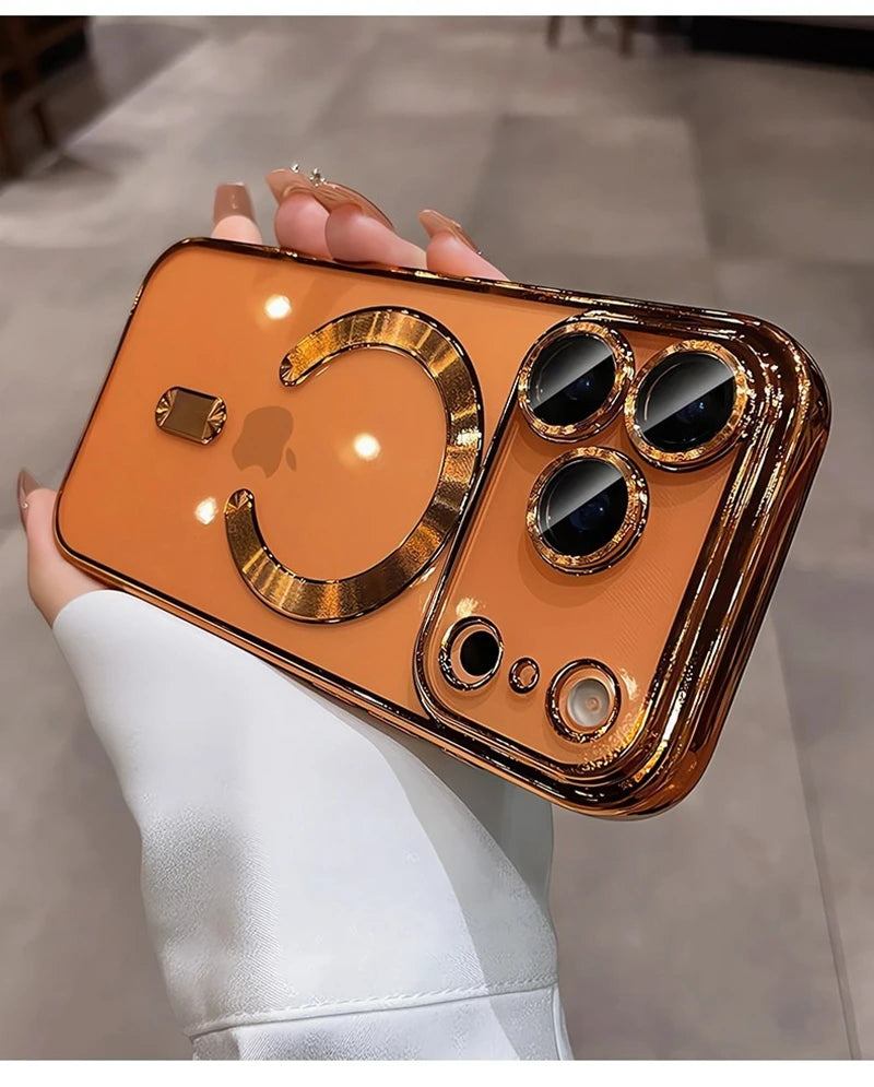 Luxury Magsafe Soft Phone Case For iPhone 11 12 13 14 15 16 17 Pro Max Plus Air Magnetic Transparent TPU Bumper Cases Cover