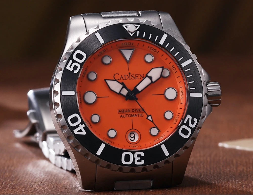 CADISEN AQUA DIVER New Brand Luxury Men Watches Automatic Watch Japan MIYOTA 8215 100M Waterproof Luminous Mechanical Wristwatch