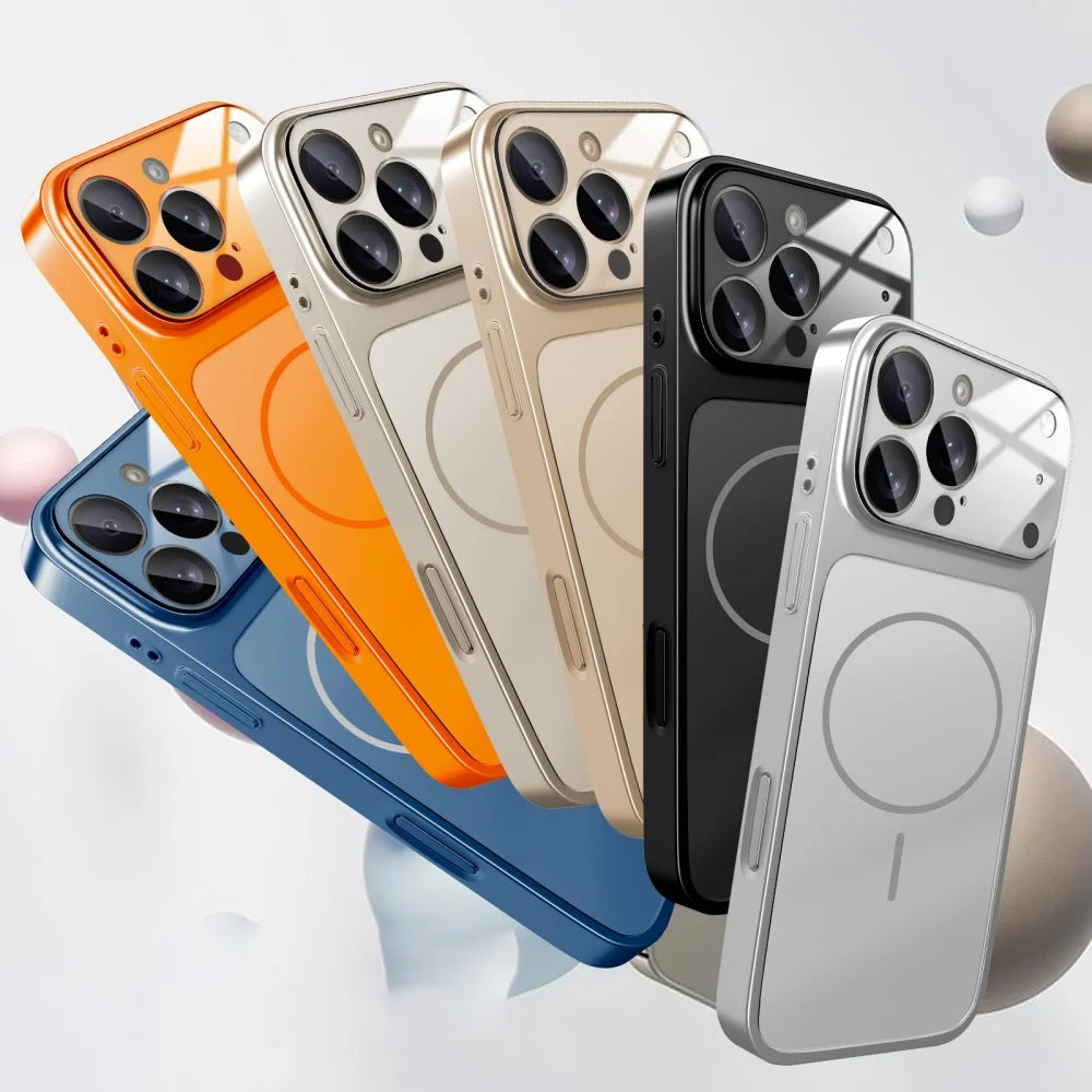 Glass Nano Matte Case For iPhone 17 Pro Max 17Air 17Pro 16 15 14 13 Pro Max Cover Magnetic Wireless Charge Armor Funda