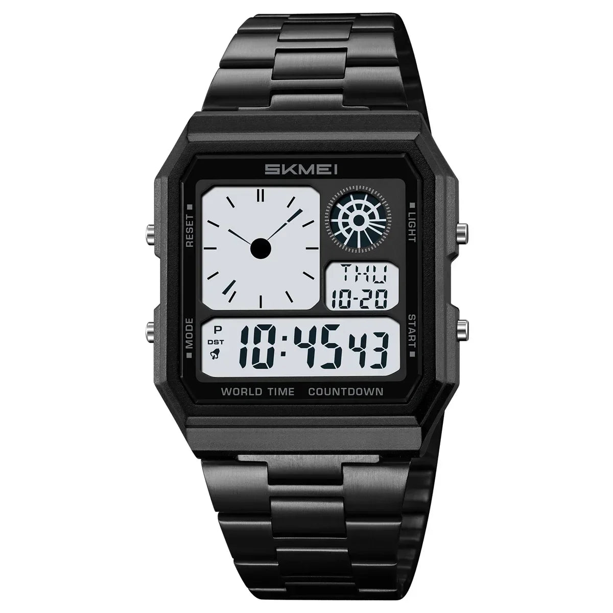 SKMEI 2353 Waterproof Outdoor Sport Stainless Steel Strip Wristwatches Reloj Hombre World Digital Electronic Watch For Men Women