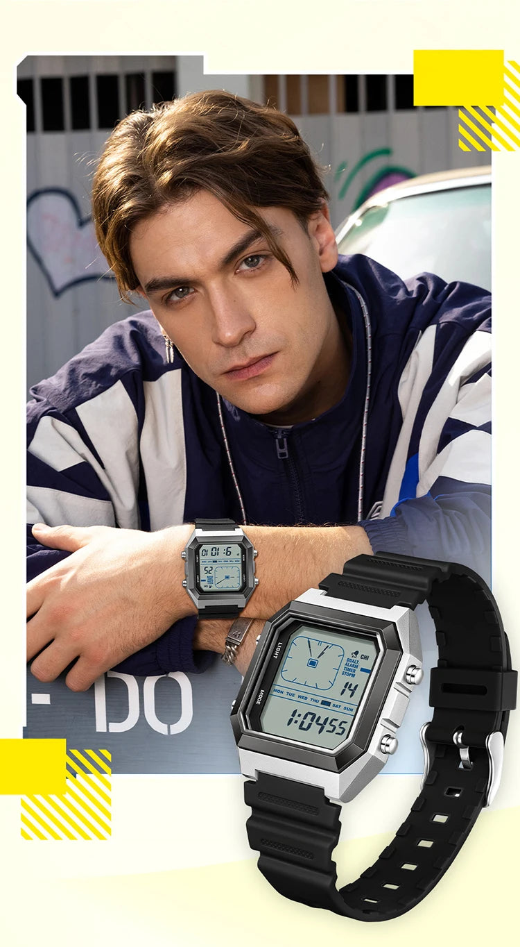 SANDA 6307 Fashion Digital Watches for Man Multifunction Luminous Chronograph Calendar Outdoor Sport Waterproof Electronic Watch