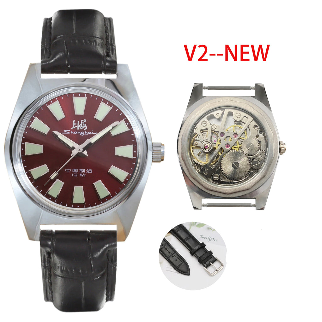 Shanghai 36MM Hand-Wind Mechanical Watch 7120 Waterproof Bauhaus Design Watch for Men wholesale