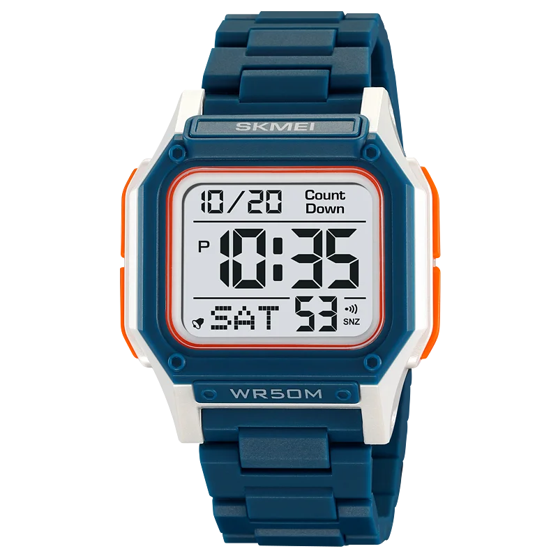 SKMEI Waterproof Sport Watch for Man Countdown Stopwatch Digital Wristwatch 2Time Fashion Mens Clock