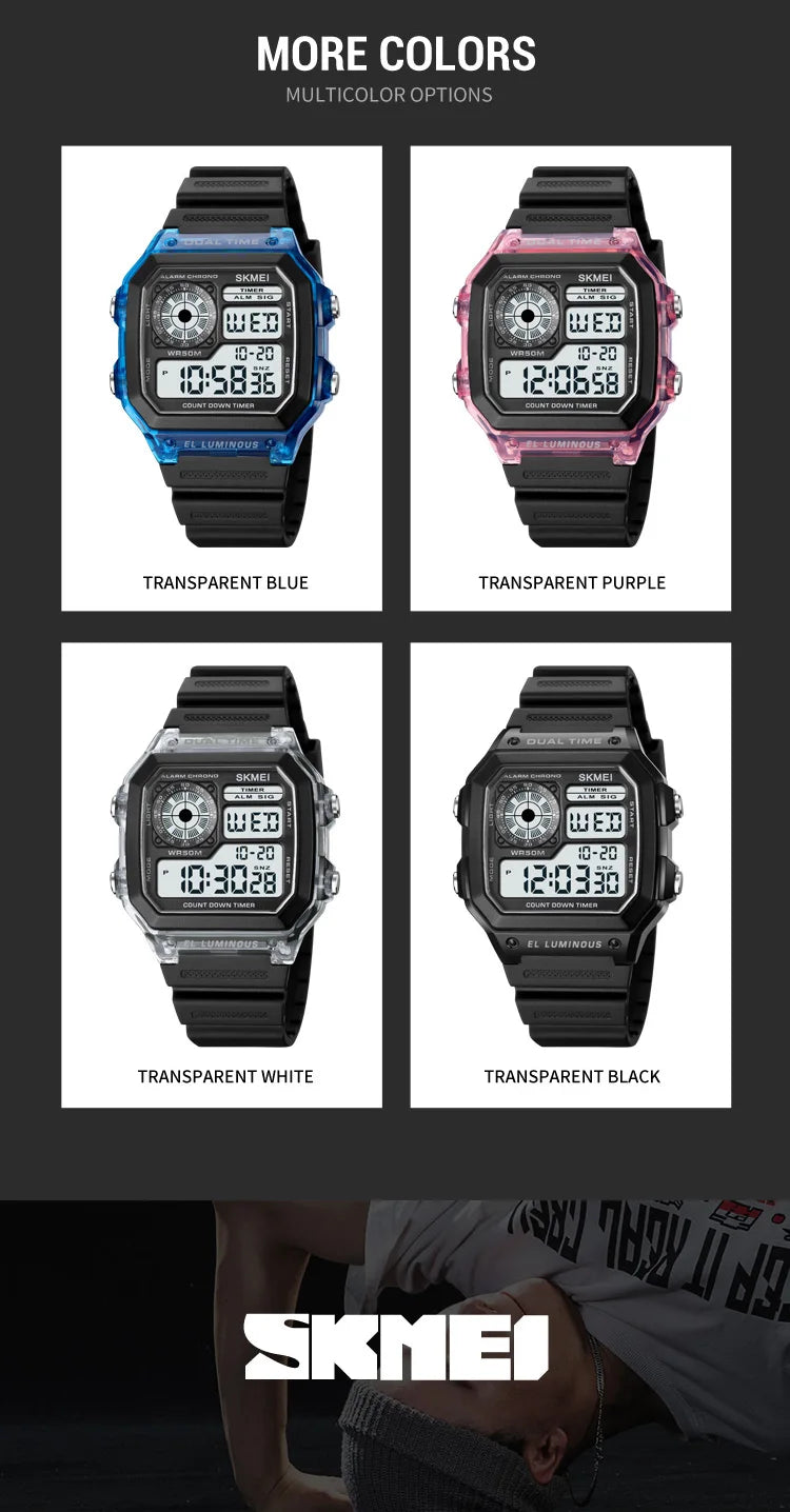 SKMEI 1998 Mens Multifunction 5Bar Waterproof Chrono Wristwatch Clock reloj hombre  Japan Digital Movement Countdown Sport Watch