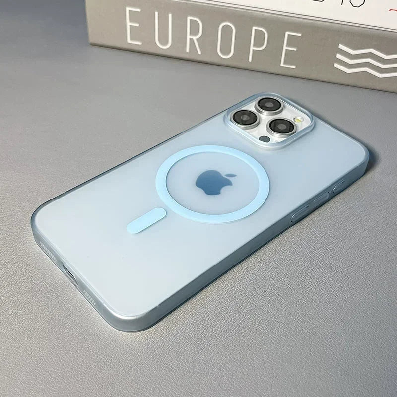 Ultra Thin Matte Magnetic Wireless Charger Case For iPhone 17 16 15 14 13 12 11 Pro Max For Magsafe Hard PC Translucent Cover