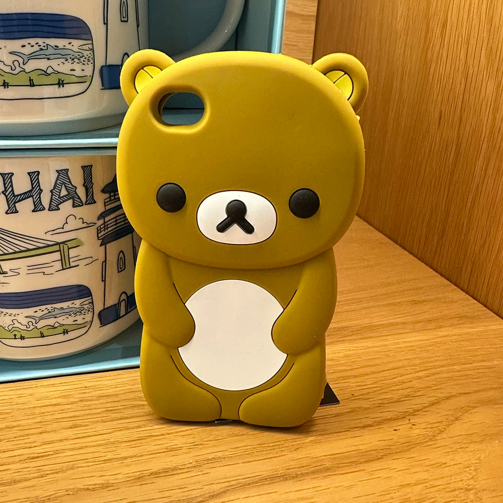 For iPhone 17 Pro 4 4S 5 5S 6 16 Pro Max 15 14 Plus 13 12 11 7 8 SE Rilakkuma Bear Chocolate Cartoon Soft Silicon Phone Case