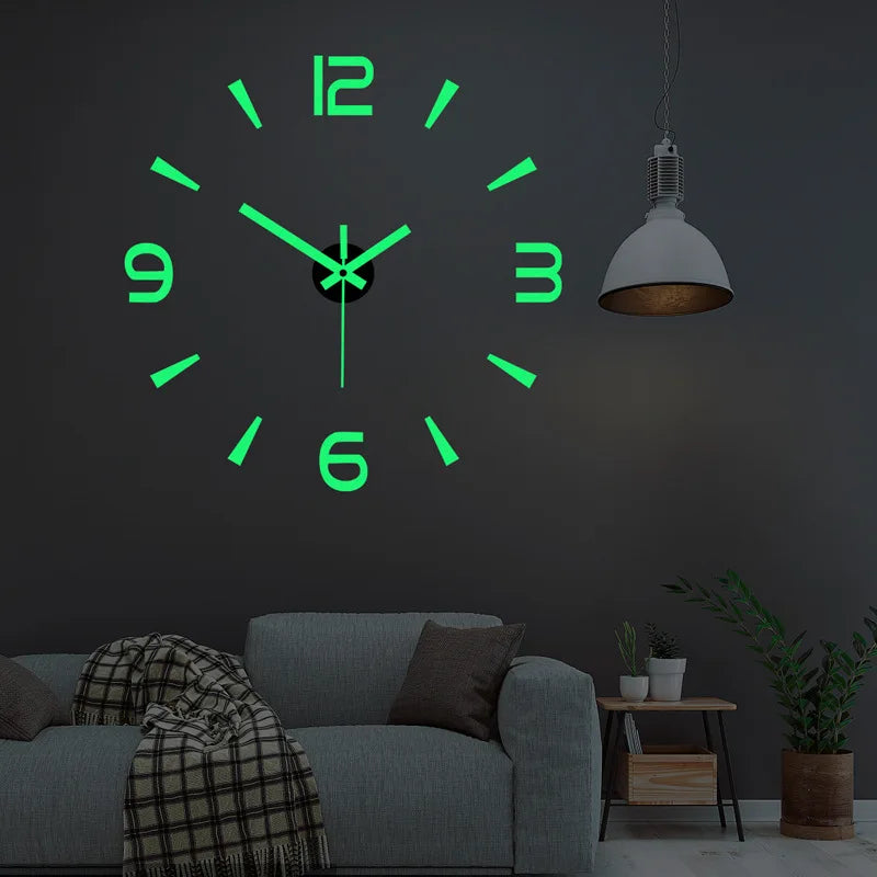 reloj de pared Luminous Wall Clock DIY Quartz Watch Clocks Acrylic Mirror Stickers Horloge Murale Wall Decor Home Decoration HOT