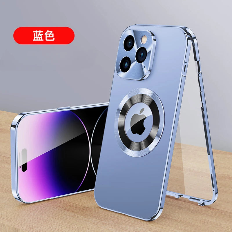 For iPhone 17 16 15 14 13 12Pro Max Full Aluminum Metal Magnetic Case Double-Sided Protection Shockproof Cover Screen Protector