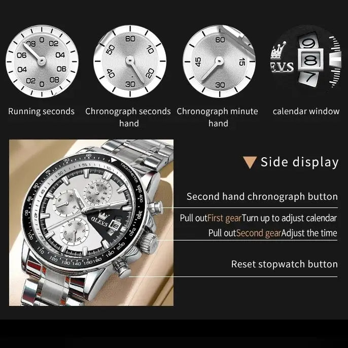 OLEVS TY705 Men Watch Luxury Waterproof Luminous Quartz Watch Multi functional Timing Watch Exclusive Sports Original Men Watch