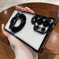 Four Corners Anti Drop Transparent Electroplated Magnetic Stand Protective Case For Samsung Galaxy S25 S24 S23 S22 Ultra Plus
