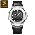 POEDAGAR Business Man Watch Date Waterproof Luminous Leather Classic Watches For Men High Quality Square Quartz Men's Wristwatch