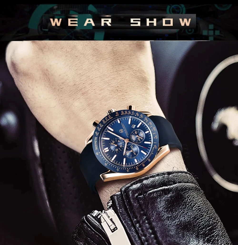 Pagane Design 2026 New Men's Quartz Chronograph Luxury Sapphire Stainless Steel Waterproof 3Bar Night Light C3 Casual Watch