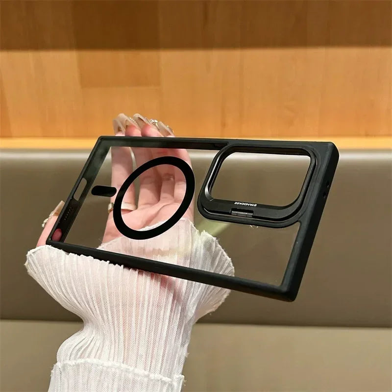 Camera Protector Holder Clear Phone Case For Samsung Galaxy S25 Ultra S24 S23 S22 S23 FE Plus Magsafe Magnetic Cover Capa Fundas