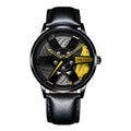 New Fashion Men Leather Watches Men Car Wheel Hub Stainless Steel Quartz Watch For Mens Military Sports Watch Relogio Masculino