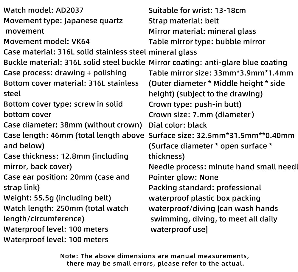 ADDIESDIVE AD2037 VK64 Multifunctional Chronograph Watch 10Bar Waterproof Mens Leather Watch Quartz Watches Reloj Hombre