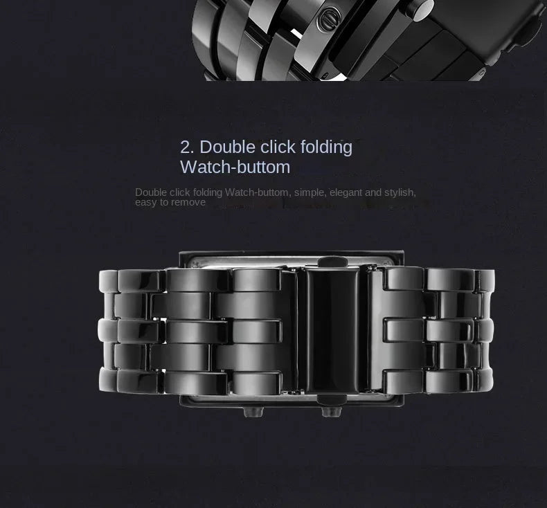 Men Watch 50m Waterproof Lava Watch Double Row Lamp Led Watch Male Binary Steel Band Electronic Sport Watch Relogios Masculino