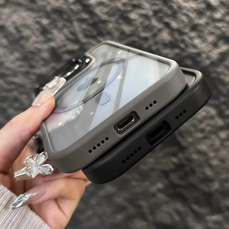 Luxury Magnetic Shockproof Phone Case For iPhone 17 15 16 14 13 12 11 Pro Max For Magsafe Funda Stand Glass Lens Protector Cover