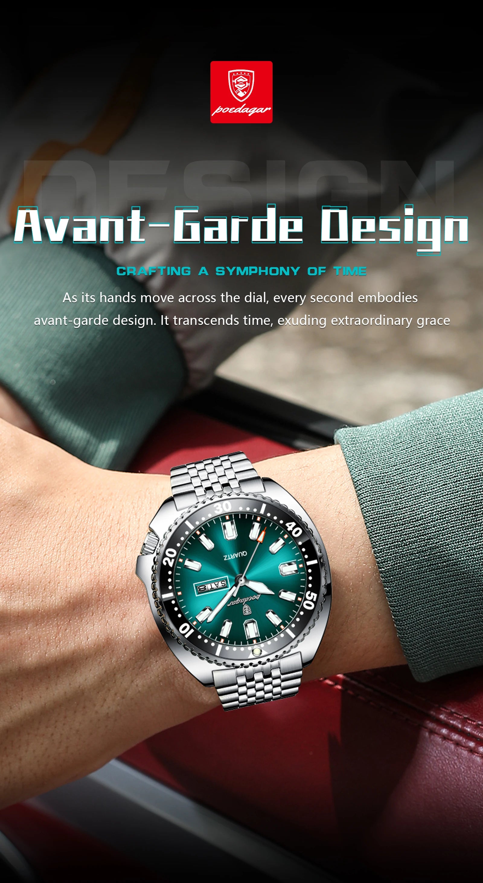 POEDAGAR Luxury Fashion Men's Watch Waterproof Luminous Quartz Male Watch Date Week Stainless Steel Casual Watches For Men Reloj