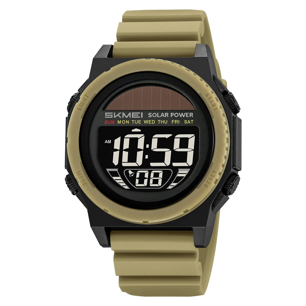 SKMEI Solar Energy Digital Sports Electronic Watches For Men Fashion Casual 5Bar Waterproof Chrono Wristwatch Clock Reloj Hombre