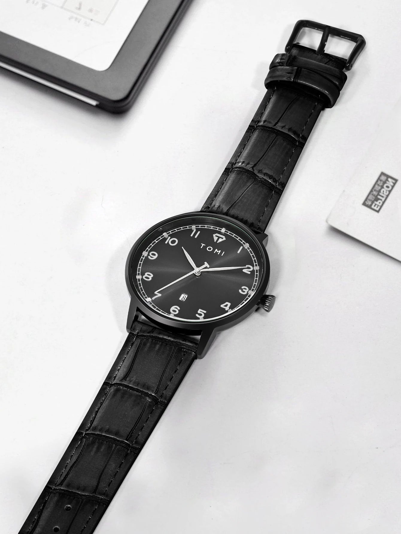 TOMI men's minimalist fashion watch circular dial calendar men's and women's casual quartz watch clock gift