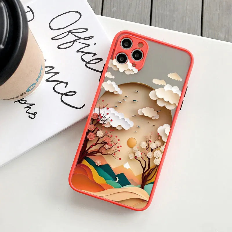 Printing Landscape phone case For iPhone 17 16 15 14 11 12 13 Pro Max Mini XS X XR 16 Plus Creative Mountains Shockproof Cover