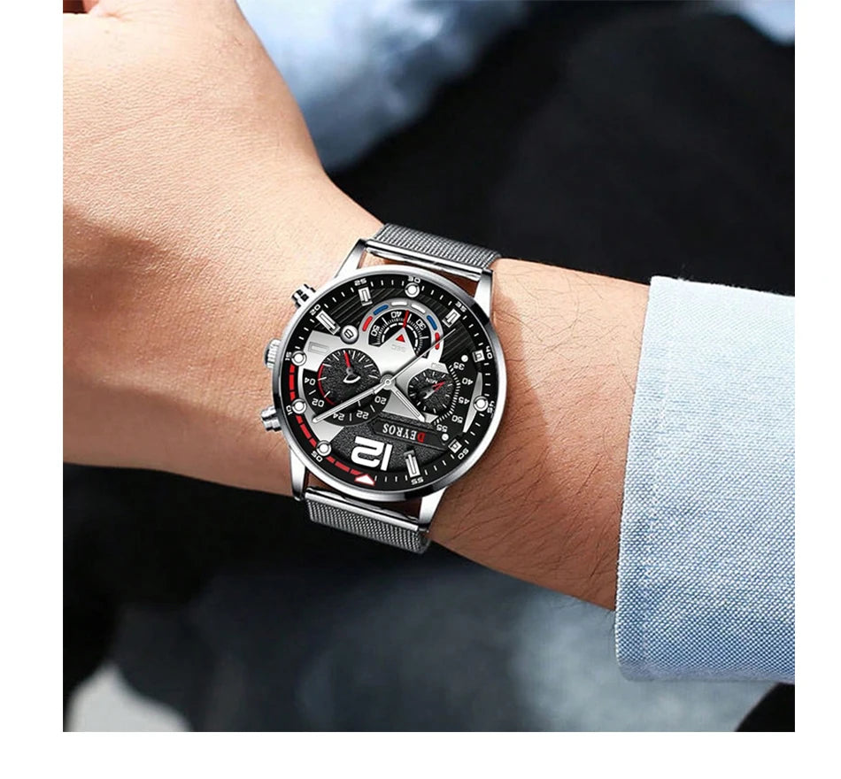 Fashion Mens Business Watches Luxury Quartz Wrist Watch Luminous Clock Men Casual Calendar Watch