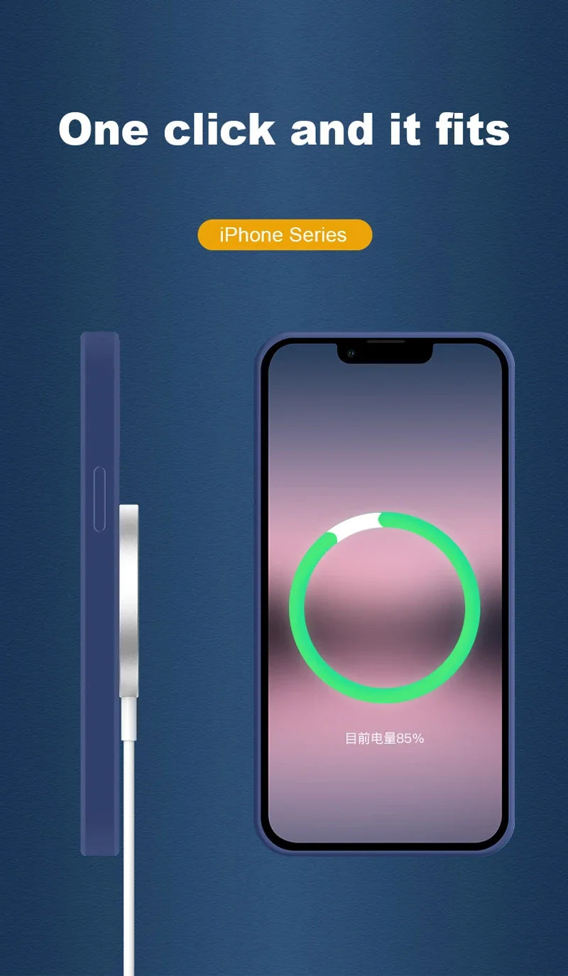 For Magsafe Magnetic Wireless Charge Case For iPhone 17 16 14 13 12 11 15 Pro Max Mini XR XS Soft Liquid Silicone Back Cover