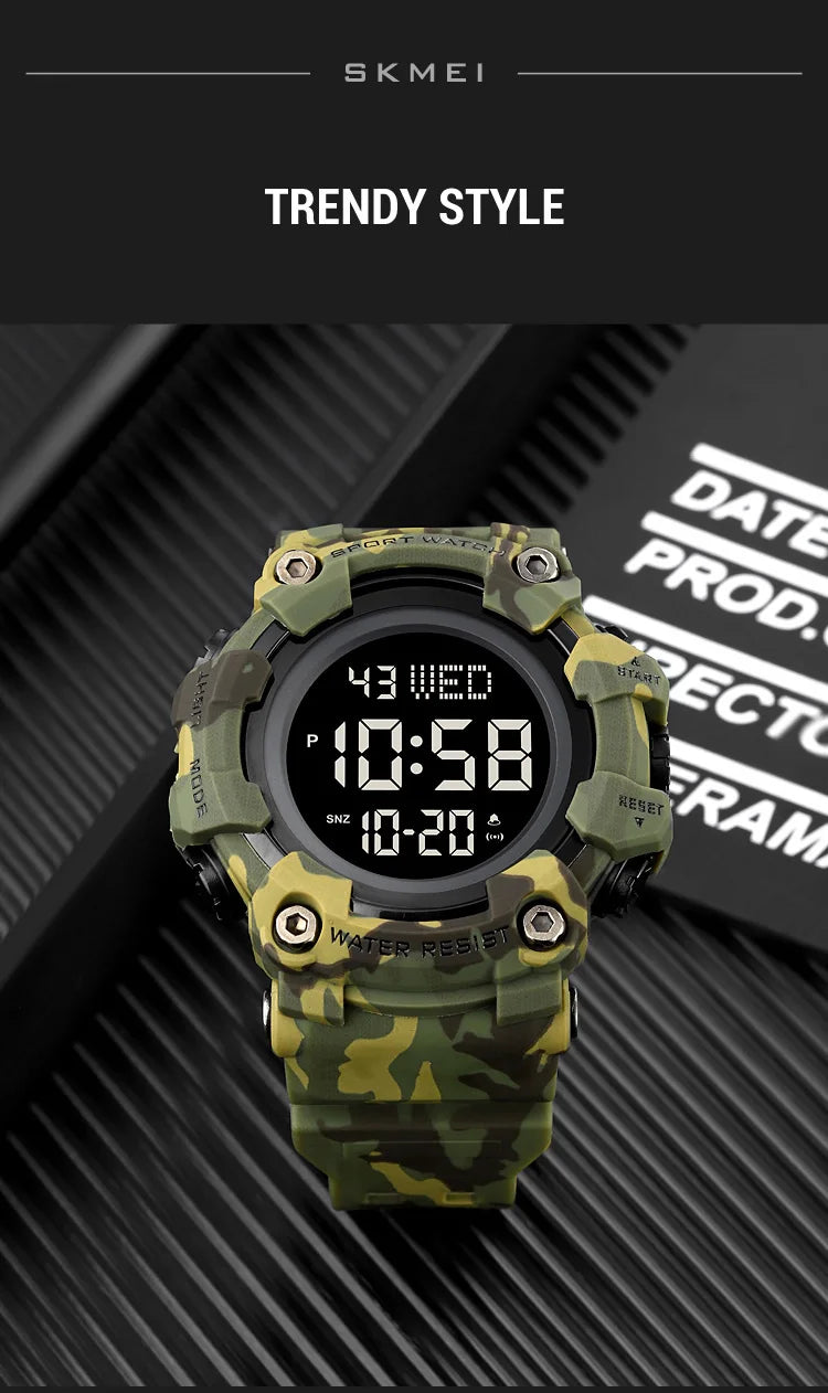 Skmei Luxury Fashion Sports Watches Men Waterproof Stopwatch Dual Time Digital Wristwatch Big Dial Clock Reloj Hombre