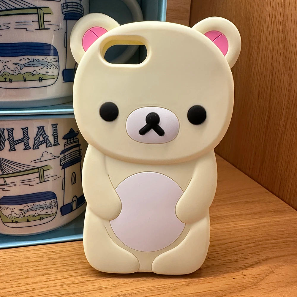 For iPhone 17 Pro 4 4S 5 5S 6 16 Pro Max 15 14 Plus 13 12 11 7 8 SE Rilakkuma Bear Chocolate Cartoon Soft Silicon Phone Case