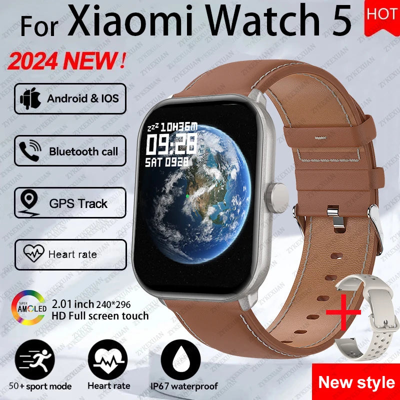 For Xiaomi Watch 5 Global Version Men Women HD AMOLED Display Heart Rate Bluetooth Call GPS Track Waterproof Sports Smart Watch