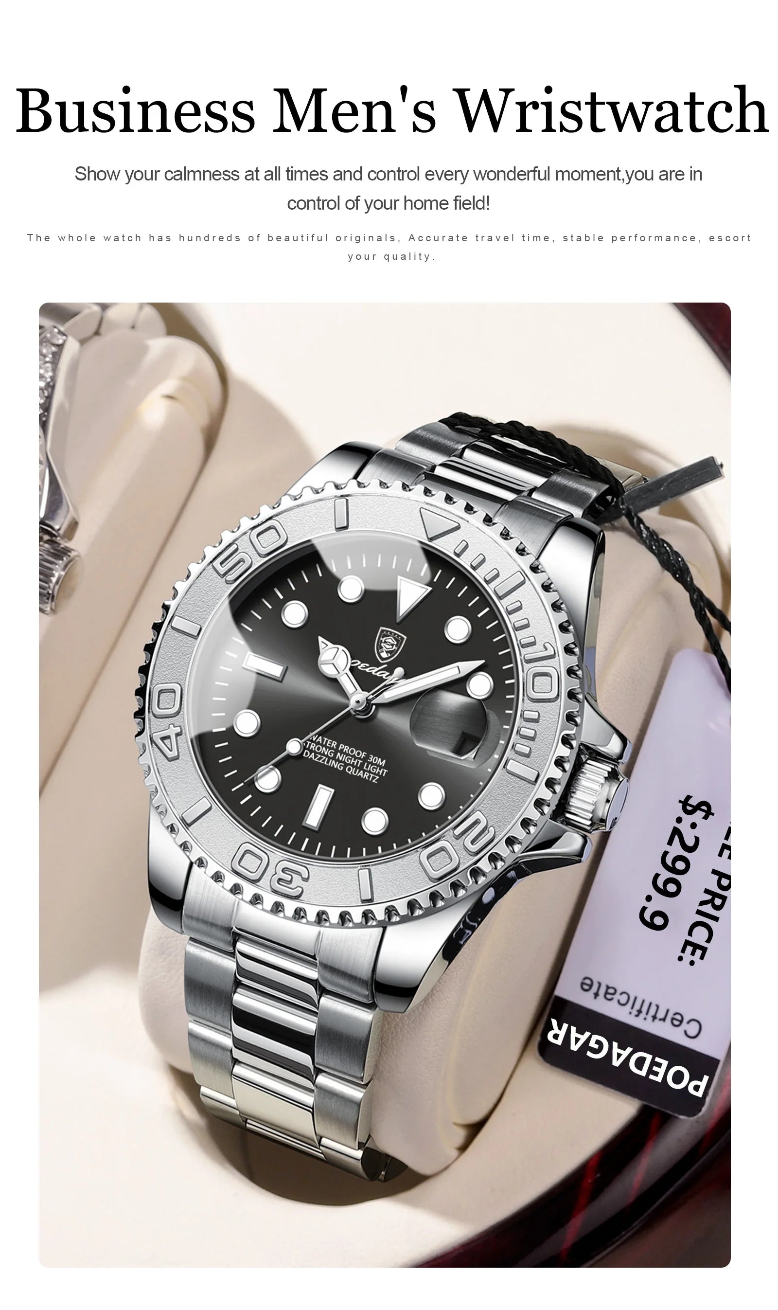 POEDAGAR Luxury Business Men Watch Waterproof Luminous Date Stainless Steel Men's Watches Military High Quality Quartz Man Watch